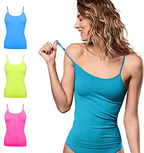FOCENZA Canotta Donna Microfibra Spalline Sottili | 3 Pezzi | Vari Colori | Top Intimo Donna | Senza Cuciture | Morbido e Traspirante | Versatile per Ogni Giorno | Made in Italy