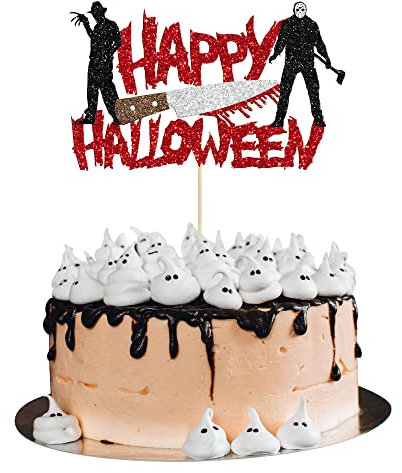 Gyufise 1 Pack Happy Halloween Cake Topper Halloween Horror Zombie Birthday Cake Decorations Bloody Horror Movie Birthday Party Cake Decorations Supplies
