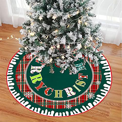 Mateju 72/90/120cm Weihnachtsbaum Rock Weihnachtsbaumdecke Groß Tannenbaum Unterlage Rund Christbaumdecke Christbaumständer für Weihnachtsdeko Neujahr Party (72cm,Grün weiß)