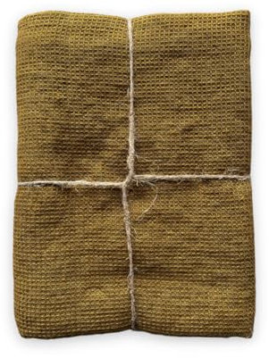 JOWOLLINA Feines Waffelpique Badetuch Saunatuch Leinen Stonewashed (Messing, 70x140 cm)