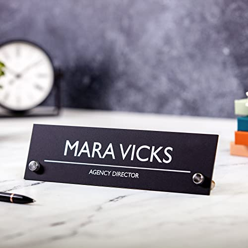 Benutzerdefinierter Name Und Position, Schwarzes Stehendes Acryl-Namensschild – 25,4 X 7,9 Cm Großes Schreibtischschild, Moderne Bürodekoration Für Neuen Job, Werbegeschenk, Geschenke Für Kollegen