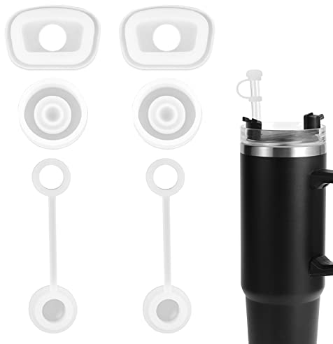6pcs Spill Proof Stopper Set, Leak Stopper for Stanley 1.0 40oz/ 30oz, Silicone Straw Tips Lids, Tumbler Accessory Including 2pcs Round Spill Stoppers, 2pcs Square Spill Plug and 2pcs Straw Covers