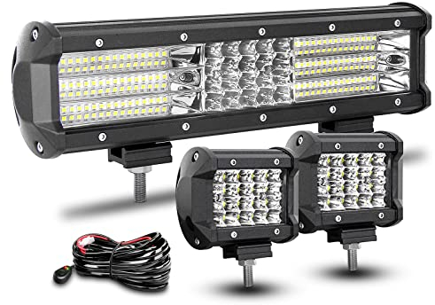 RIGIDON 30cm 330W Led Lichtbalken mit Kabelbaum, 2 x 60W Spot Offroad Beleuchtung, Wasserdicht Led Arbeitsscheinwerfer bar für 4x4 Auto SUV ATV KFZ LKW Traktor Fahrzeuge, 6000K led Scheinwerfer