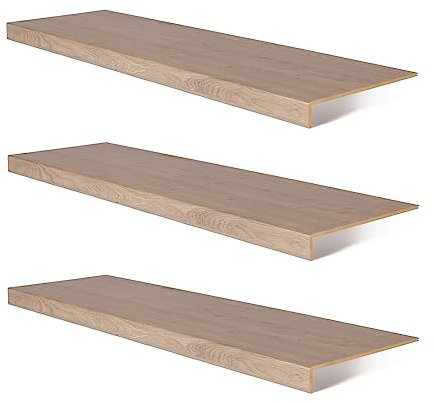 Onlywood Set da 3 Pezzi Rivestimento Gradini Fai da te per gradini con larghezza max 130 cm - Rivestimento Scale Interne in 5 Colorazioni a scelta effetto Legno o effetto Pietra (Lousiana Oak)