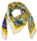 FOX-TECH Bandana Damen Kopftuch Quadrates Bedrucktes Halstuch Satin Seidentuch Schal 90 x 90 cm (Gelb Blumen)
