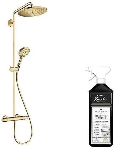 Colonne de douche thermostatique HANSGROHE Croma Select S 280 Aspect dorée poli + nettoyant Briochin