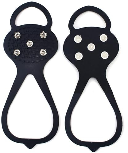 URFEDA Universal Gripper Spikes, Rutschhemmender Schuh Robuste Stollen Spikes für Schuhe Schuhspikes 5-Stud Ice Klampen Schuhkrallen Schneeketten Spikes Steigeisen Slip-on Stretch Schuhe Spikes