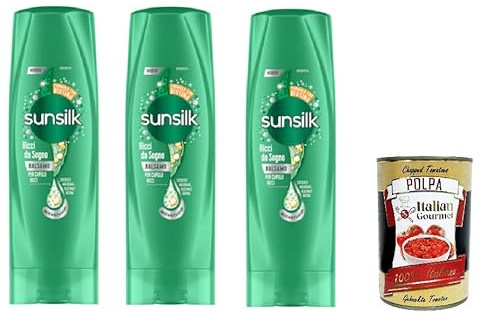 Italian Gourmet Balsamo Ricci da Sogno, Lockenpflege Conditioner 3 x 200ml | Formula cremosa per capelli mossi, geschmeidiges Finish ohne Beschweren, Gesamtnettogewicht 600 ml + Kostenlos Polpa 400g
