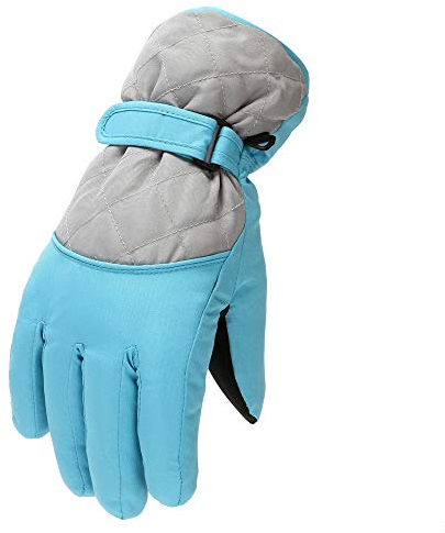 DUHGBNE Guantes de esquí de balonmano para niños, guantes de invierno, guantes de invierno, guantes para mujer, color negro para pantalla táctil (azul claro, L)