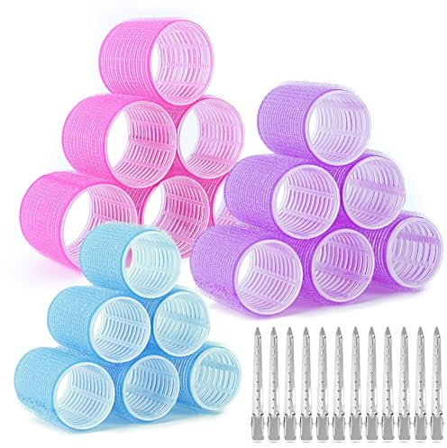 AiQInu 30 Pièces Bigoudis Cheveux, 18 Magiques Et 12 Pinces Métalliques, Pour Les Femmes Et DIY Enfants (60, 45, 36mm)