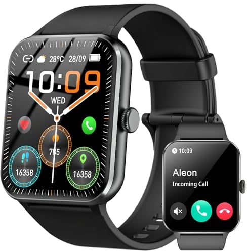 Smartwatch Uomo Donna, Orologio Fitness con Chiamate ,100 Modalità Sportive, 1.85 Smart Watch Monitor del SpO2/Sonno, 24H Cardiofrequenzimetro da Polso Fitness Tracker per iOS Android Smartphone
