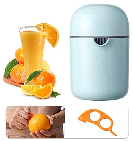 Spremiagrumi Manuale, Spremi Limone con Design Unico a Forma di Limone, Senza BPA, Spremiagrumi a Mano per Arance, Limoni, Agrumi, con Filtro (Blu)