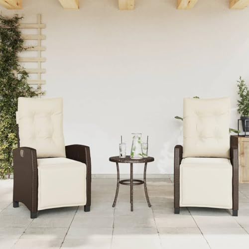 Festnight Rattansessel 2er Set Braun,Gartenstuhl Hochlehner Verstellbar,Liegesessel Rattan Garten,Rattansessel Outdoor Verstellbar,Gartenbank Mit Kissen,Gartensessel Rattan Liegestuhl mit Fußteil