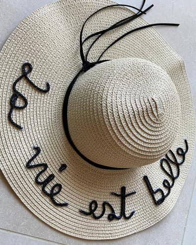 Generico Chapeau de paille clair cadeau - enterrement de vie de jeune fille - personnalisé avec nom