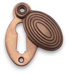 Infinity Decor Solid Brass Oval Beehive Escutcheon Door Keyhole Cover – Ideal for Front Exterior Doors (Matt Antique)