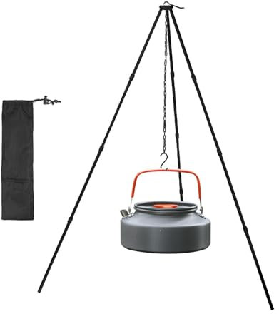 Tripod Cooking Over Fire - Campfire Cooking Tripod, Campfire Cooking Accessories | Outdoor Camp Tripod With Adjustable Chain, Aluminum Alloy Lightweight Tripod Cooker, for Barbeque Cooking