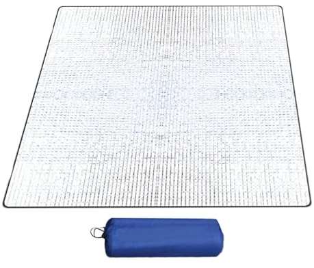 Alu Isomatte Schaummatten, 200x200cm Doppelseitige Aluminiumfolie Isoliermatte, wasserdichte Faltbare Zeltmatte Bodenmatte Thermomatte Schlafmatte für Outdoor Camping Wandern Reisen Picknick