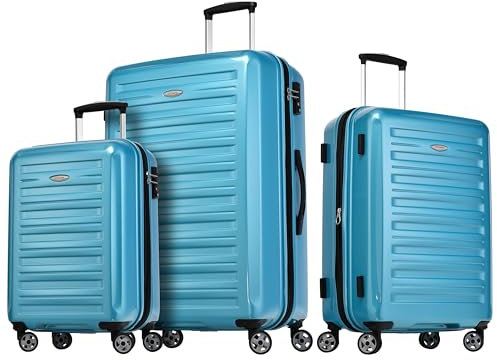 Probeetle by Eminent Koffer-Set Voyager IX Erweiterbar 3-teilig 1x Handgepäck Koffer Gr. S 1x Koffer Hartschale Größe M + L super leicht 4 Doppelrollen 360° Türkis