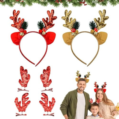 LPAMABA 2 pcs Serre-Tête de Noël Bandeaux de Noël Bandeaux Décoratifs de Noël Bandeau de Noël Fête Noël Bandeau Renne