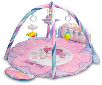 TOYZ - Spieldecke Baby mit Bogen und Musik - Krabbeldecke für Babys ab 0 Monaten - für Mädchen/Junge - Einstellbare Lautstärke, weiche Matte - 89 x 84 x 55 cm - Motiv Dream