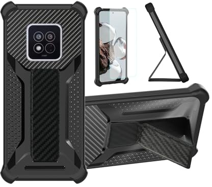 Aroepurt hülle Kompatibel Für AGM X6 Hülle Case Handyhülle Schutzhülle Cover [mit gehärtetem Glas-Screen-Protector] Hybrid [Folding Support Magnetic] [Frosted Anti-Fingerprint] Schwarz