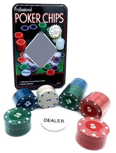 Glac Store Set da Poker con Scatola in Metallo, 100 Fiches, per Texas Hold'em, Omaha, Blackjack