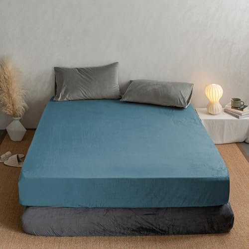 JIANINGHOME Winter Spannbettlaken 100x200,Winter Spannbettlaken Warme Fleece Spannbetttuch Flauschig Plüsch Flanell Bettlaken für Boxspringbett