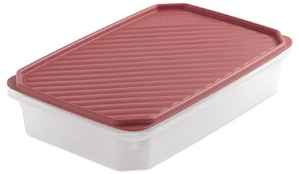 TATAY Frischhaltedose Top Flex Ohne BPA Vorratsdosen mit Deckel Luftdicht | Frischhaltedose Lebensmittel | Volumen 2,1 L | 28,5x18,5x6 cm | Auslaufsicherer Verschluss | Robuster Kunststoff, Rot