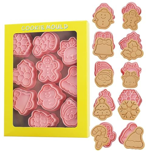 ILamourCar Moldes Galletas Navidad, 10 Piezas Cortadores de Galletas de Navidad, Moldes para Galletas 3D para Cookies Fondant Decoración de Pasteles