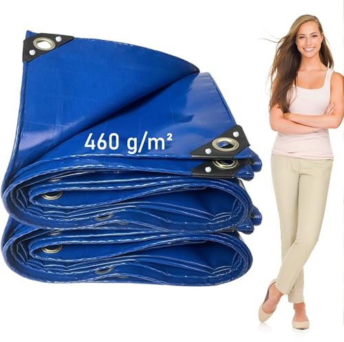LDQBF Lona Funda Protectora,0.5x48m 460g/m² PVC Tela Resistente al Agua y Anti-UV Cubierta de Madera Impermeable Azúl