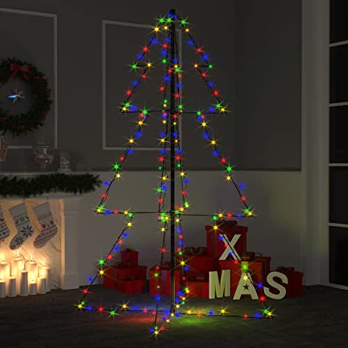 árbol de Navidad 200 Luces LED Inter y exter 98x150 cm,Árbol de Navidad Cónico con Luces LED Multicolor para Interiores y Exteriores Protegidos Arboles de Navidad