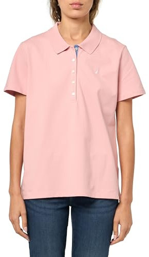 Nautica Polo da Donna a Maniche Corte con Bottoni, Rosa Nuziale, M, Rosa da Sposa, M