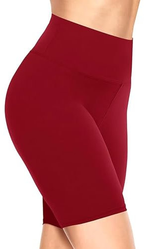 TNNZEET Radlerhose Damen Hohe Taille Kurze Sporthose Leggings Blickdicht Sommer Shorts Yoga Hose für Gym Sport (Rot,S-M)