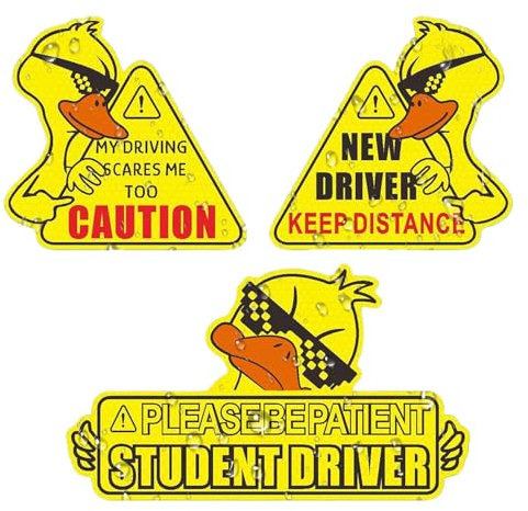 New Driver Sticker, Cute Duck Sticker, Vehicle Safety Sign, Keep Distance Sign, Car Bumper Sticker, Reflective Safety Sticker, Automotive Magnets, Vehicle Magnet Sign, for Car Bumper