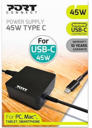 45W Type C Power Supply Laptop Phone Charger USB-C USB C Charge Cable Compatible With Apple Macbook iPhone Google HP Dell Lenovo Acer Asus Samsung IBM Dell Port Connect