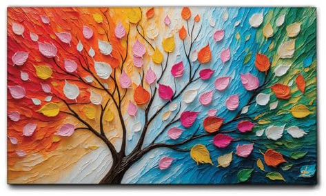 Giallobus - Gemälde - 12 - Tausendfarbiger Baum - Leinwand mit Standardrahmen - 100x60 - Bereit zum Aufhängen - Moderne Gemälde