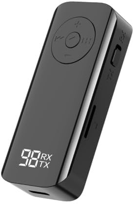 Cpolebev Bluetooth5.3 Transmitter Receiver 3.5mm AUX Wireless Adapter Stereo for Earphones TV PC Car Speaker with Digital Display