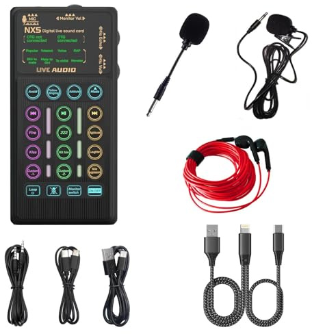 Tragbares Hand-Soundkarten-Set für Podacsting, Broadcasting, Living, Singen, Aufnahmen, Spielen mit Familien, Freunden, Geschenk