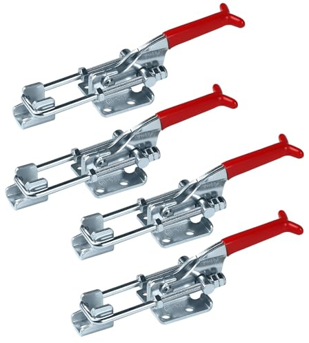 EXLECO 4 x Groß Spannverschluss Metall Kniehebelspanner, Kistenverschluss 30mm Verstellbar Schnappverschluss 900kg Spannkraft Kappenschloss Hebel Verschluss Schnellverschluss für Schrank Tür Kisten