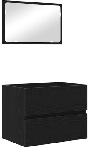 vidaXL Bathroom Furniture Set 2 pcs Black Oak 57 x 37 x 45 cm, Modern Bathroom Set, Rectangular Furniture for Compact Organization, Storage Solution, Functional Grooming Station