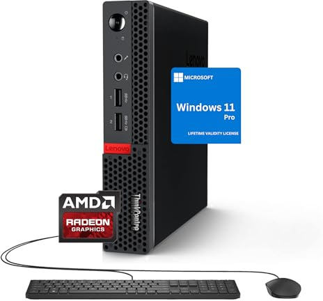 Lenovo ThinkCentre Mini Business Desktop, AMD Dual-Core Processor, Dual-Display Support, Wi-Fi, Bluetooth, USB, RJ-45, Keyboard&Mouse Included, Windows 11 Pro (16GB RAM | 256GB SSD)