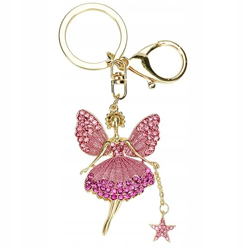 Schlüsselanhänger Fee Elfe – Glitzer Anhänger mit Strass & Stern – Taschenanhänger Damen Mädchen – Geschenk für Fantasy-Fans