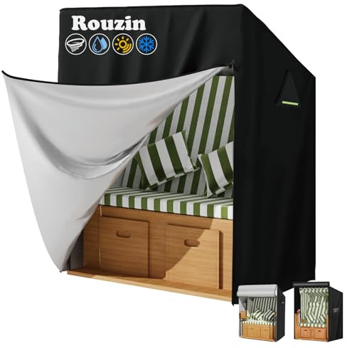 Rouzin Funda protectora para sillón de playa 420D, resistente a la intemperie, 120 x 90 x 155/140, funda para sillas de playa, impermeable con cremallera, funda para sillón de playa, resistente al