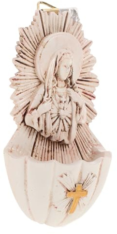 DOITOOL Acquasantiera in Resina Da Parete Decorazione Sacra Per Chiesa Contenitore Per Acqua Santa