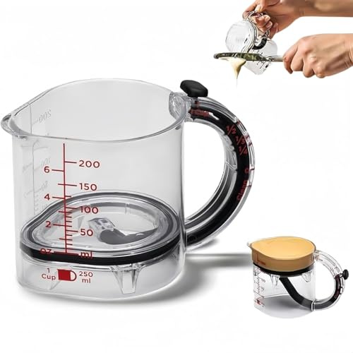 4-in-1 Adjustable Measuring Cup, Glas Cup Messbecher, Leicht zu Reinigen Meßbecher mit Abstreiferboden, Messkanne Milk Pitcher, Multifunktionale Präzise Messwerkzeuge Küchenhelfer (1 PCS)