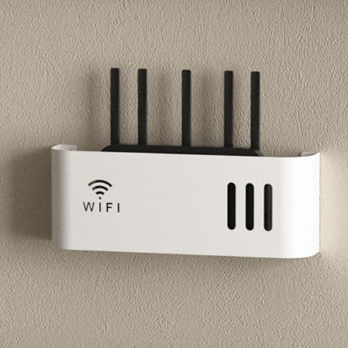 MNOIINM Router Schrank, Wandbehänge TV Kabel Router Verstecken Box, Wand WLAN Regal, Wandhalterung Steckdosenleiste Kabel Organizer für Büro und Haus(White)