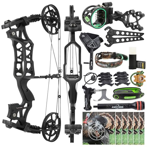 PYMUST Dual-Use Compoundbögen (Pfeile & Stahlkugel) - 40-70Lbs Einstellbare Short-Axis Bow Set für die Jagd, Bogenfischen & Zielschießen