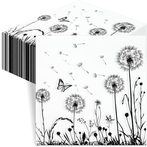 qingmeng 40 Stück Servietten Trauerfeier Schwarz Weiß, Trauerservietten Beerdigung Deko Tisch Abschied Beisetzung Tischdeko Napkins Trauer Dekoration Burial 33 * 33 cm