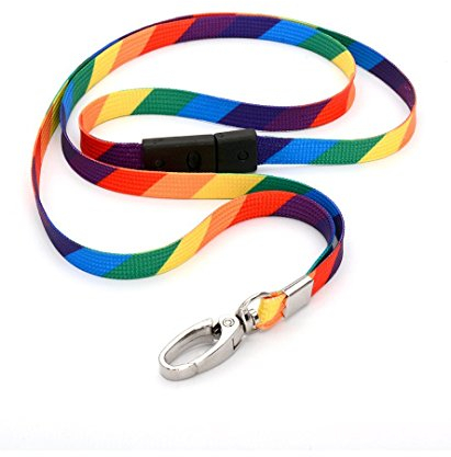 CKB Ltd® 100x Breakaway RAINBOW Regenbogen Streifen Lanyards Neck Strap Band Halsband Metall-Klipp For ID Card Ausweiskartenhalter Neuheit Flippig Schlüsselband mit Sicherheitsverschluss Schlauchband
