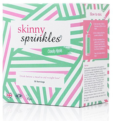 Skinny Sprinkles, 30 Servings - Weight Management Drink with Glucomannan - Vegan, Vegetarian Society Approved - Made in The UK - Candy Apple